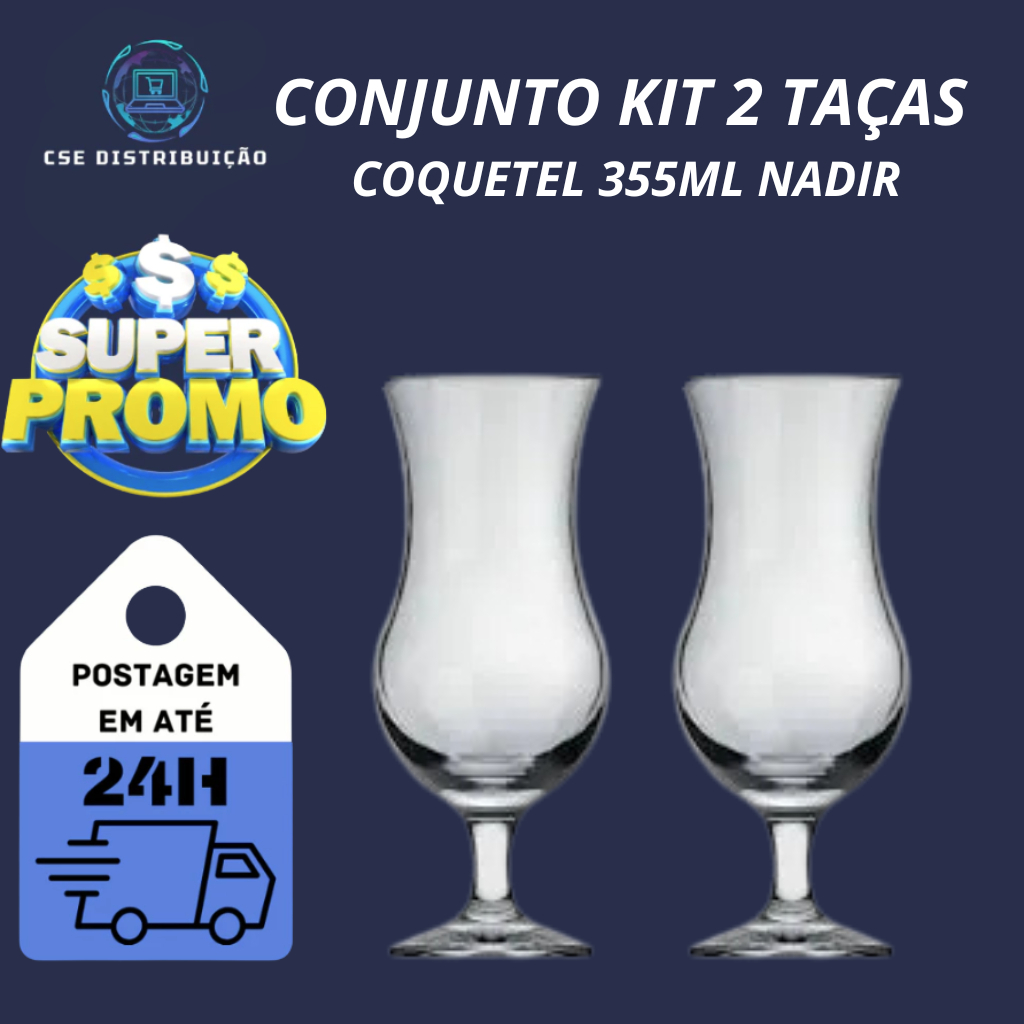 Conjunto 2 PÇS Taça Coquetel Nadir 355ml Vidro (ENVIO EM ATÉ 24HRS) em Oferta na Shopee