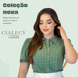 Blusa Camisa Feminina de Bolinhas Manga Cruta Moda Social Elegante Evangélica de Põa Básica em Oferta na Shopee