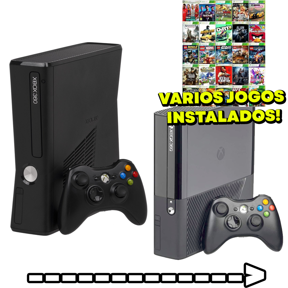 XBOX 360 Slim e Super Slim RGH COM HD COMPLETO LOTADO DE JOGOS em Oferta na Shopee
