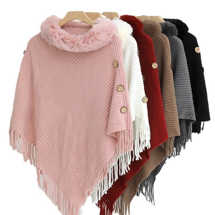 Capa de Inverno com Franjas e Gola de Pelica - Aquecedora Elegante e Confortável | Frete G...