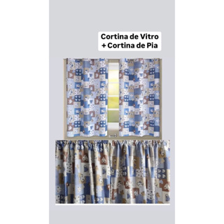 Kit Cortina de Vitro 2,00x1,30 + Cortina de Pia 1,40x0,80 —Preço de Fábrica, Decoração em Oferta na Shopee