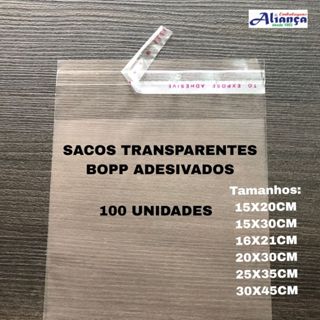 100 Sacos BOPP Transparente Adesivados em Oferta na Shopee