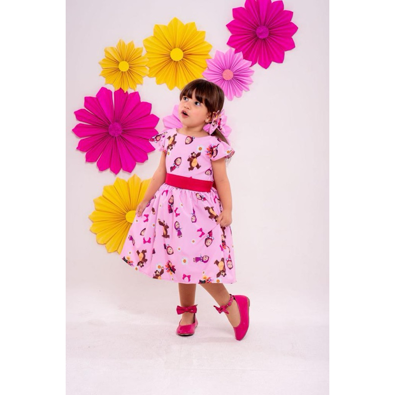 vestido infantil temático masha e o urso