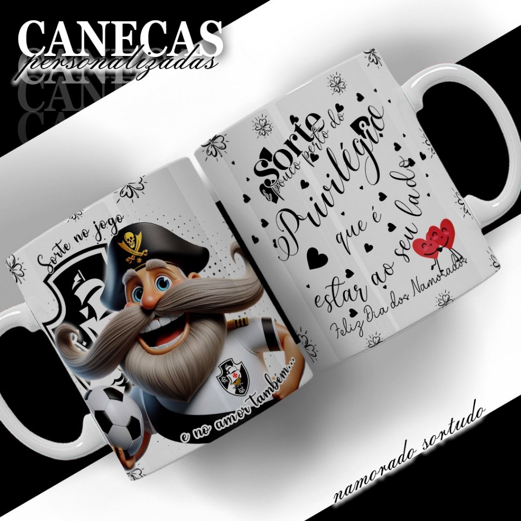 Caneca  Namorados Sorte no Jogo e no Amor Também Vasco