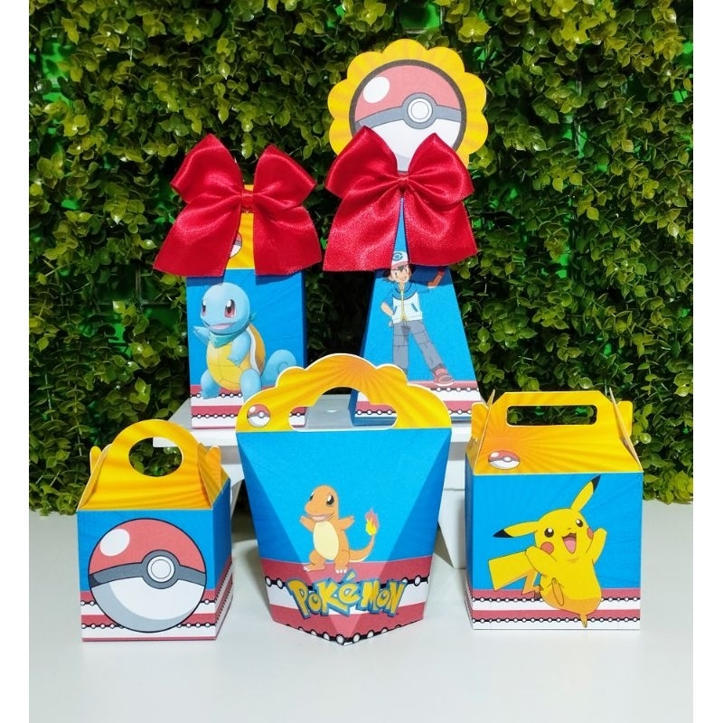 Kit Caixinhas personalizadas lembrancinhas Pokémon ( PEGUE E MONTE )