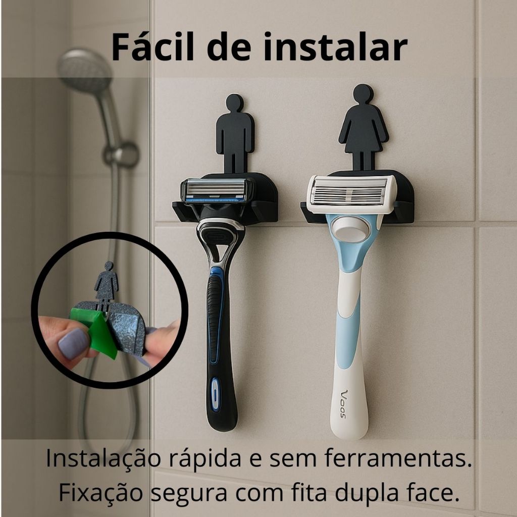 Suporte De Lâmina De Barbear Dele Dela Conjunto Kit Feminino Masculino Parede Banheiro Organizador — imagem 2 de 2