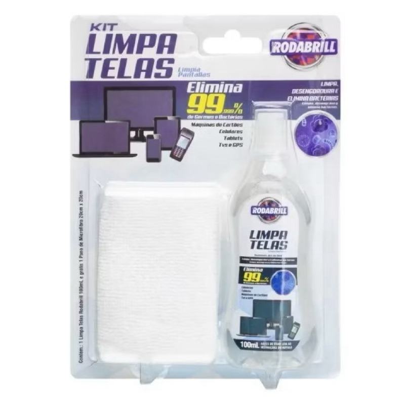 Kit Limpa Telas Rodabrill 100ml (limpador + Pano De Microfibra)