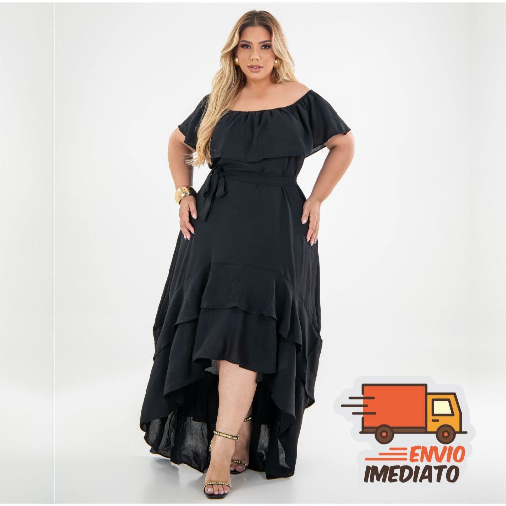 Vestido Longo Vestido Mullet Plus Size Moda Maior Ciganinha Ombro a ombro, cauda de peixe, casual em Oferta na Shopee