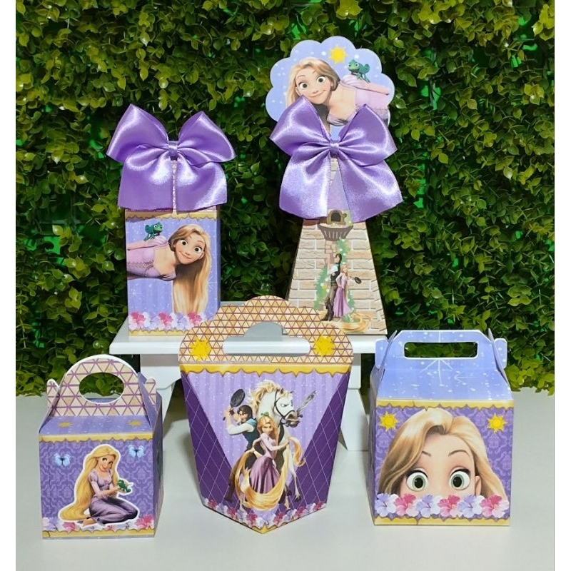 Kit Caixinhas Personalizadas Rapunzel Enrolados lembrancinhas aniversário decoração