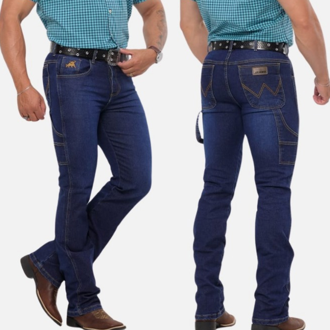 Calça CARPINTEIRA MASCULINA Rodeio Montaria Jeans Grosso Com Lycra COUNTRY Texana Elastano