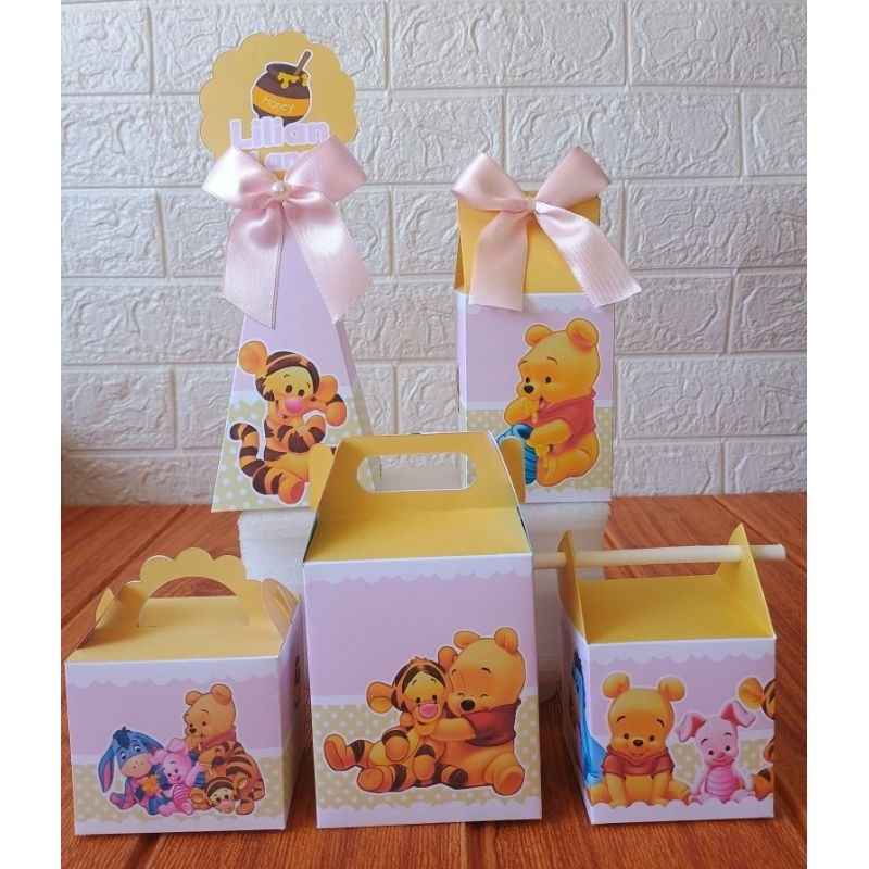 PEGUE E MONTE - Caixinhas Personalizadas Ursinho Pooh Baby Menina para aniversário/ Kit Caixinhas Lembrancinhas/ Festa
