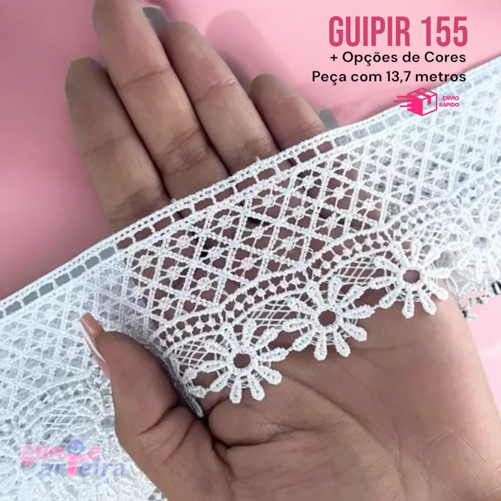 Renda Gupir CHL  155 - Tecido - 4,5 cm - Peça com 13,7 metros