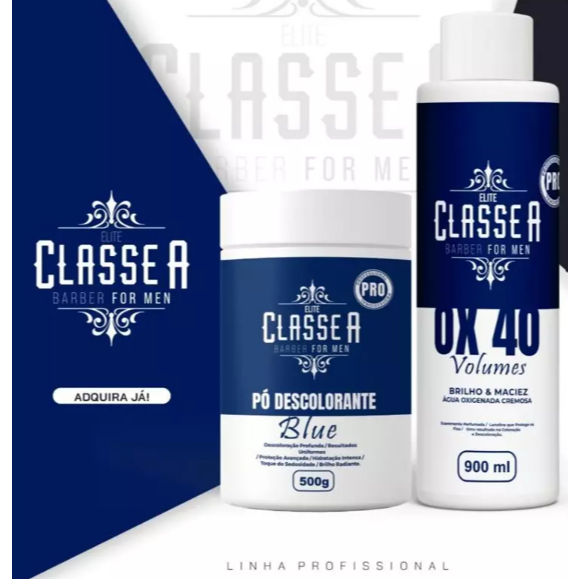 Kit Pó Descolorante Blue 500g + Água Oxigenada 40 Volumes 900ml - Classe A