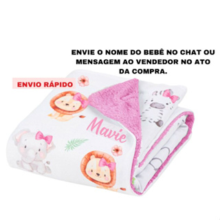 Manta Bebê Personalizada com o Nome do seu Bebê, (sem bolinhas) 70x80 cm. em Oferta na Shopee