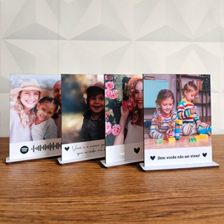 Kit 4 Quadros de Mesa Madeira Personalizados com Fotos e frases - 12x15cm em Oferta na Shopee