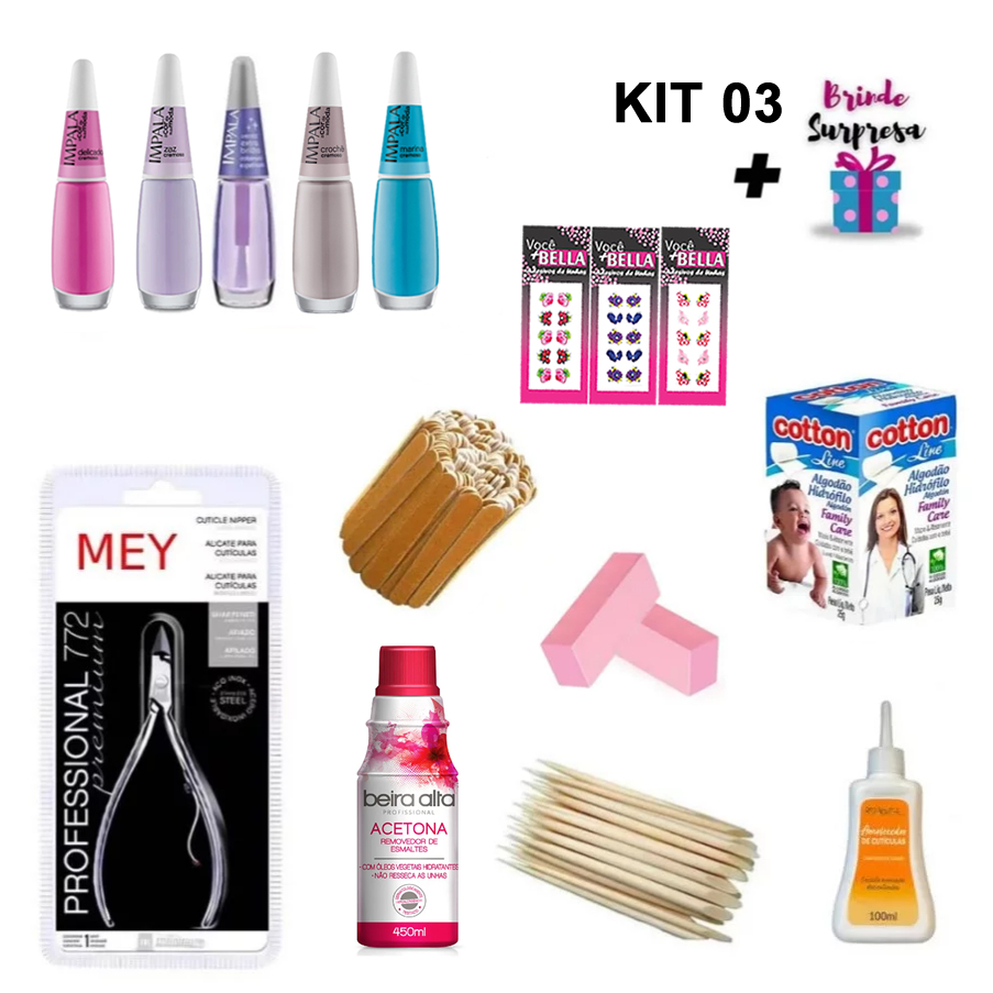 Kit Completo de Manicure Profissional Ou Uso Pessoal – Linha Color | Impala — R$ 74,99 em Shopee