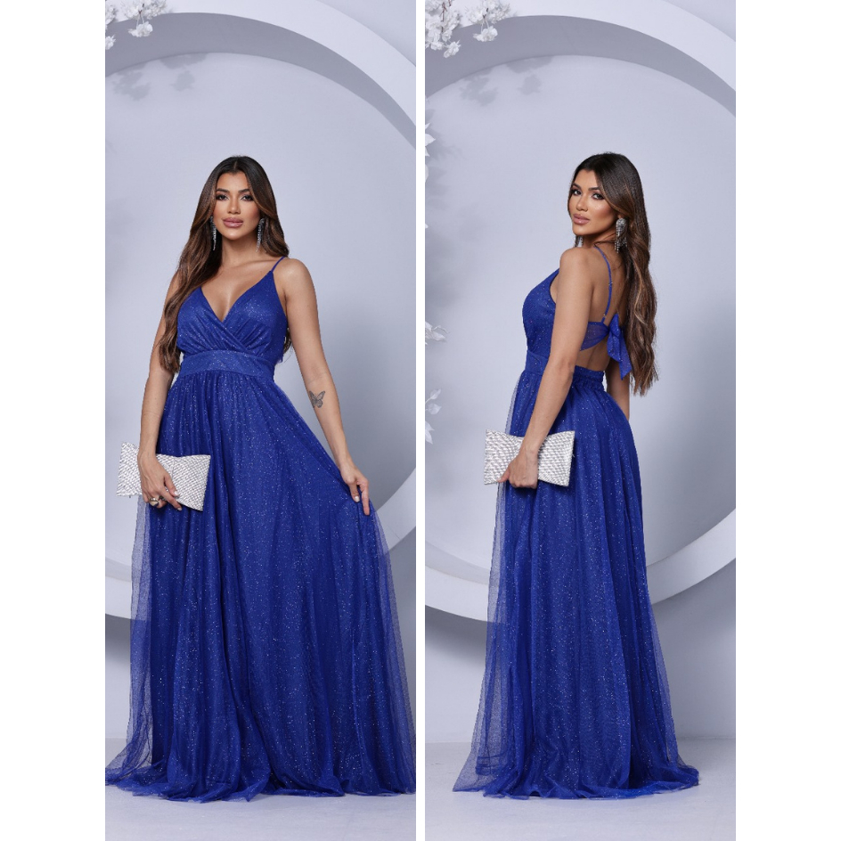 Vestido Eliza com brilho ideal para festas, casamentos e madrinhas