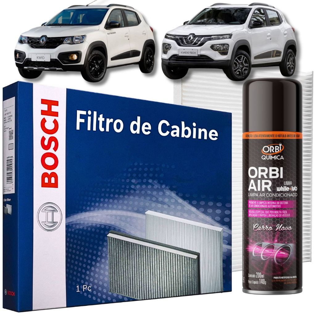 Filtro Ar condicionado RENAULT KWID TODOS BOSCH / Limpa Ar ORBI