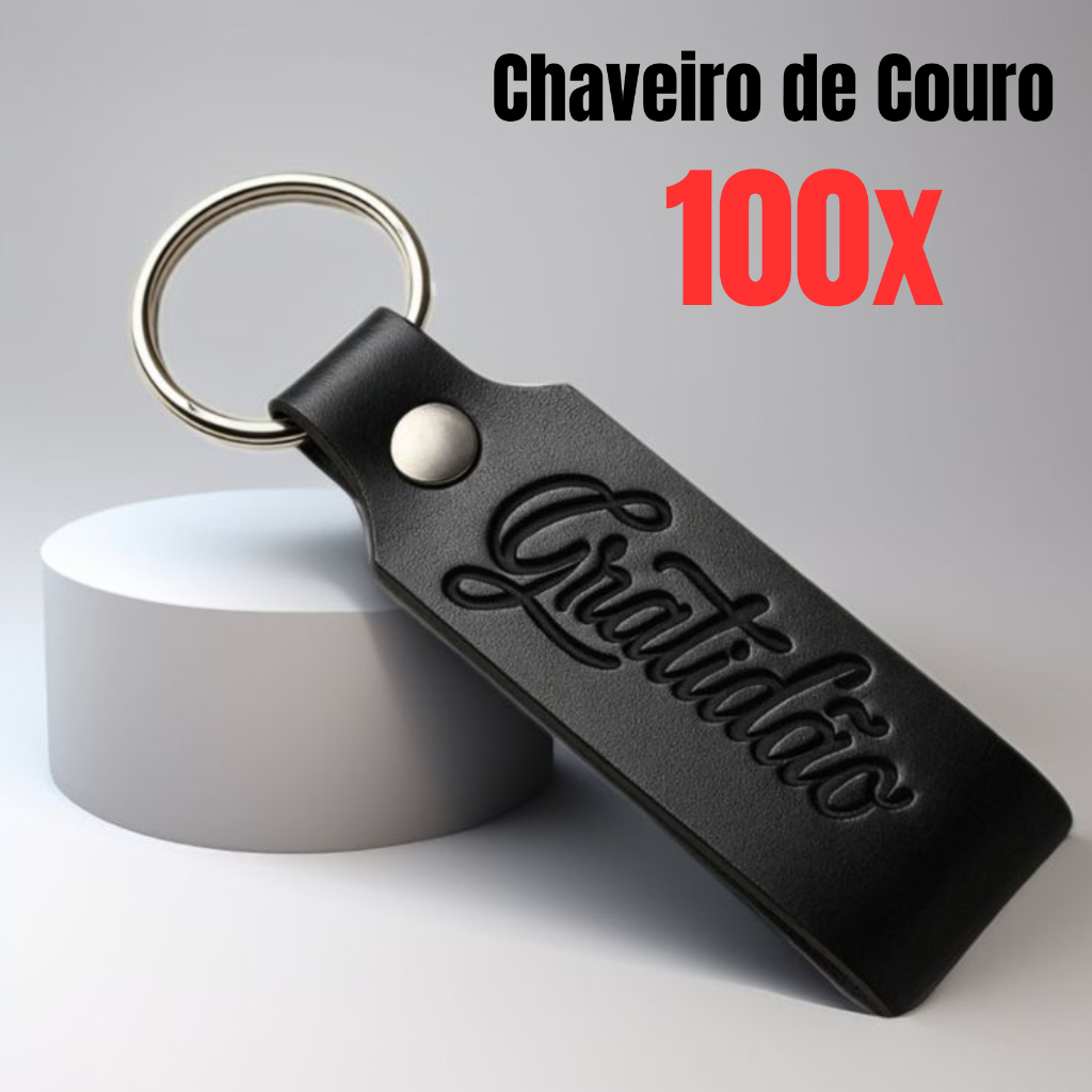 Chaveiro de Couro Gratidão Chave de Carro Chave Masculino 100x Unidades