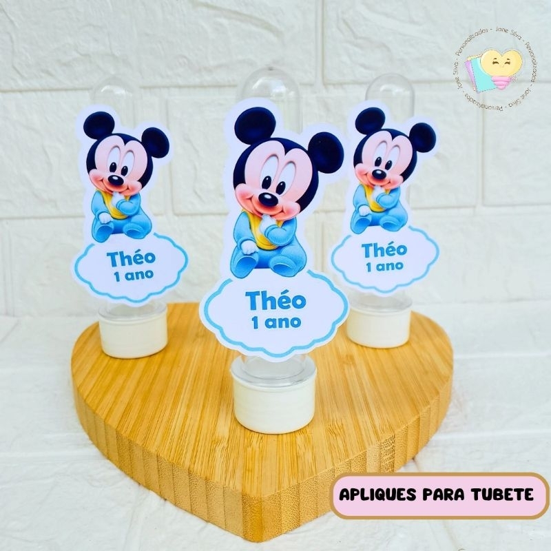 Aplique Para Tubete Mickey Baby - Personalizado - Lembrancinha - Festa Infantil - Aniversário