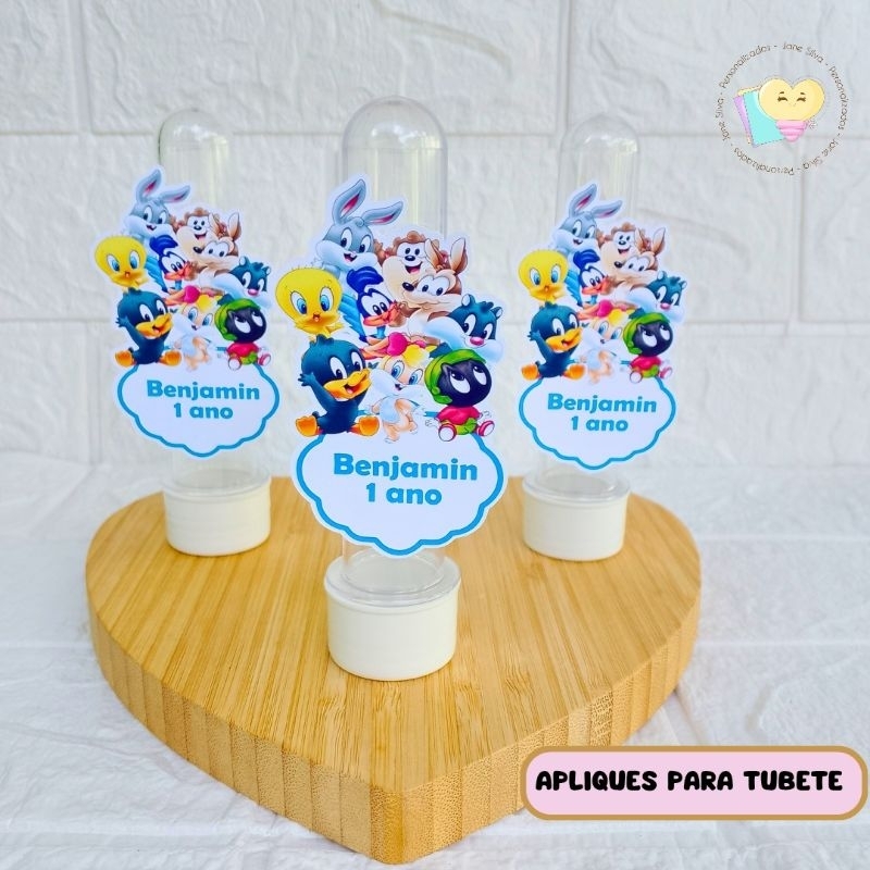 Aplique Para Tubete Turma do Baby Looney Tunes Azul - Personalizado - Lembrancinha - Festa Infantil - Aniversário