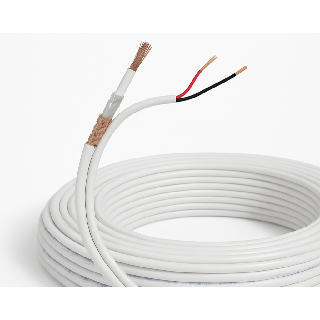 Cabo de Câmera Blindado CFTV com Alimentação / Vídeo + Energia (Positivo e Negativo)