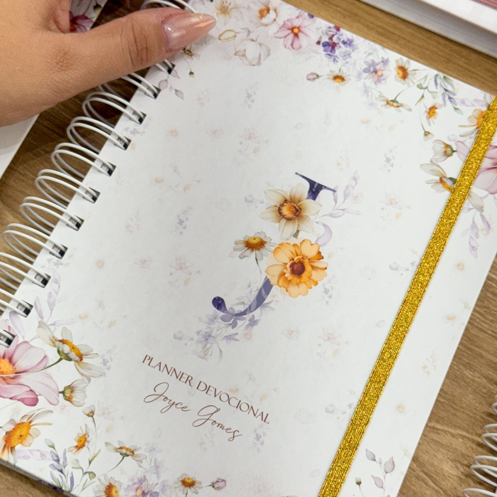 Devocional evangélico feminino, capa dura personalizado  floral A5