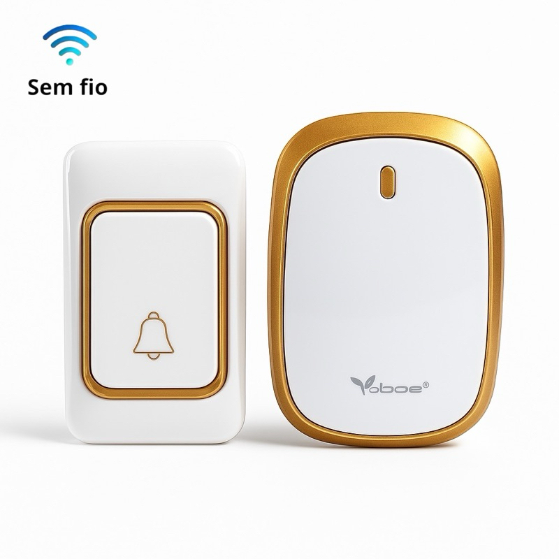 Campainha Sem Fio Residencial A Prova D'Água Com Pilha Alcance Até 15 Metros Branca
