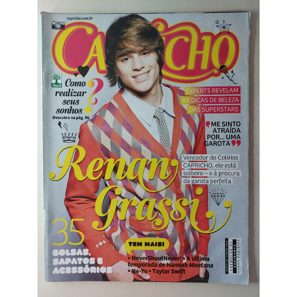 Revista Capricho Nº 1103 Renan Grassi Hannah Montana Taylor Swift Gregg Sulkin Ne-Yo Christofer Drew 2010