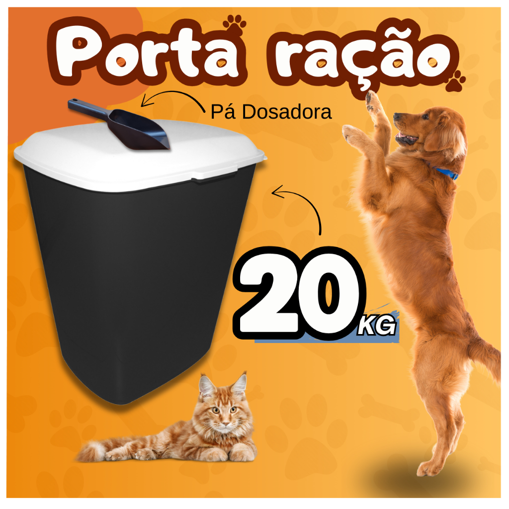 Porta ração 20 kg com Pá Dosadora pote de ração pet para cachorro gato em Oferta na Shopee