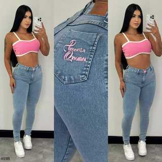 Calça Jeans Feminina Skinny Coladinha Cintura Alta Sal E Pimenta