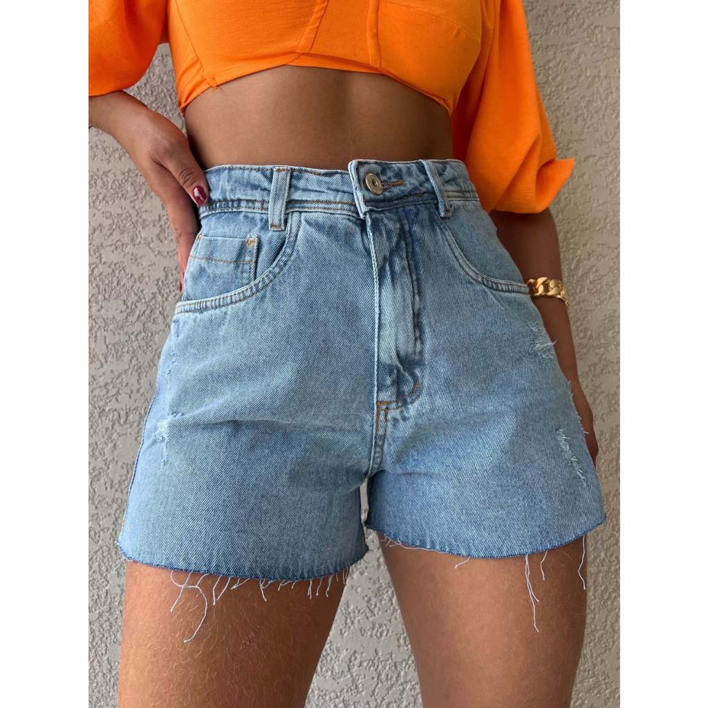kissmelady 8361 9069 Shorts jeans Moda Verão Moda Feminina lisa feminino  short jeans Bolsos Reais em Oferta na Shopee