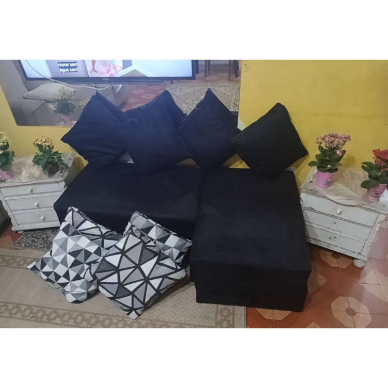 Sofá de 2 lugares canto modular de veludo promoção# Sofá cama moderno