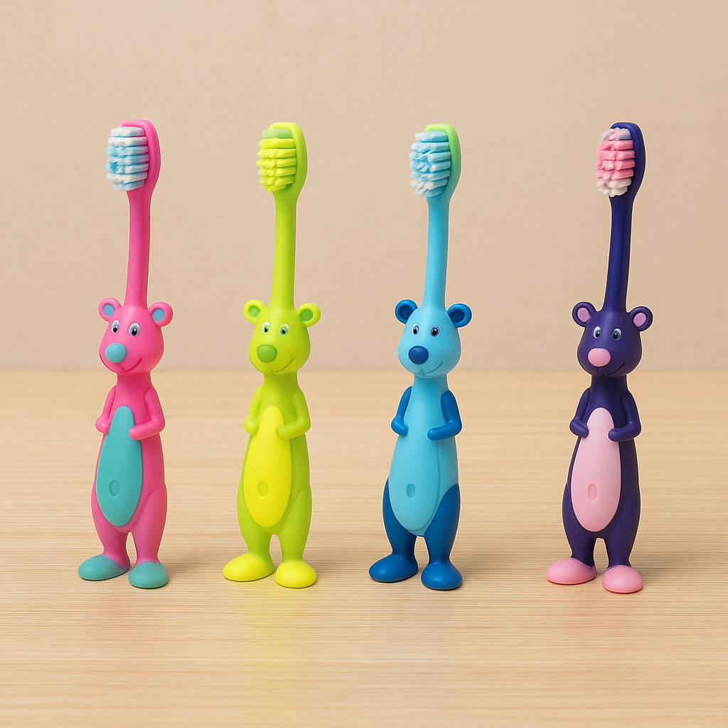 Kit 4 Escovas de Dente Infantil/Adulto Bebê e Criança Higiene Bucal - Limpeza Divertida