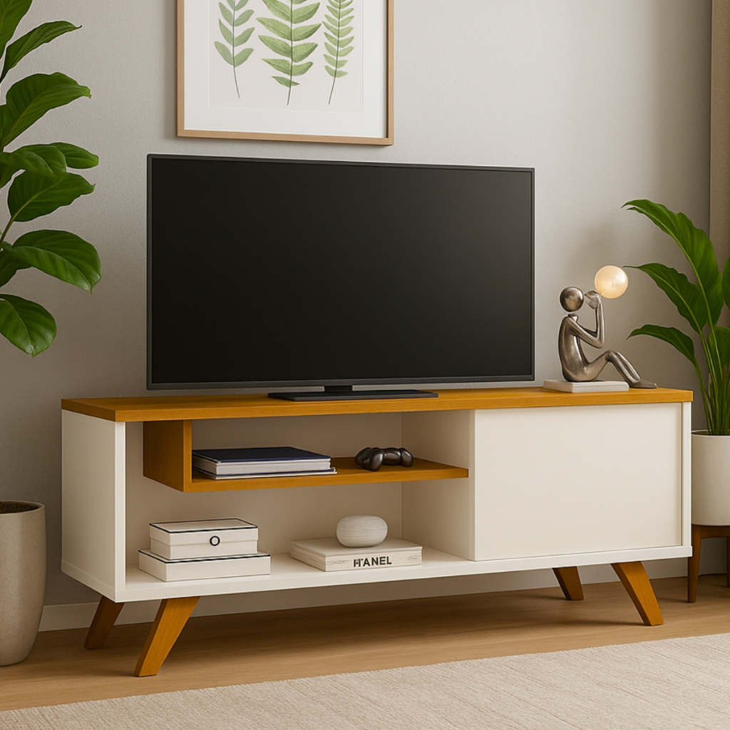 *PROMOÇÃO* Rack Para Tv Estante Sala Painel Bancada Suporte Aparador Móvel Com Prateleira Madeira em Oferta na Shopee