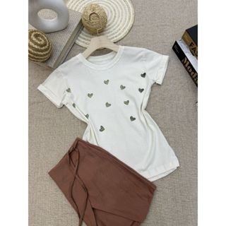 Camiseta camiseta feminina manga curta algodão 100% Gola careca sempre com estampa Coração!!! em Oferta na Shopee