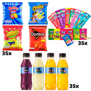 Kit 35 Salgadinhos Elma Chips + 35 Sucos Del Vale Fresh 200ml + 35 Finis Sortidos em Oferta na Shopee