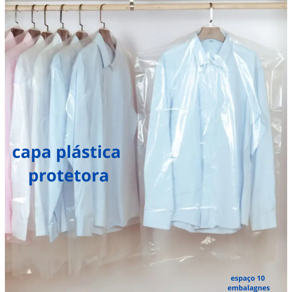 kit 10/20/50 Capa Sacos Protetor Para Roupas Lavanderia Brechó Vestidos Blusas Camisas Palito Saco Plástico Transparente