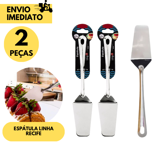 Kit 2 Espátulas de Bolo Inox Linha Recife Confeitaria Bolos Doces e Cozinha Profissional