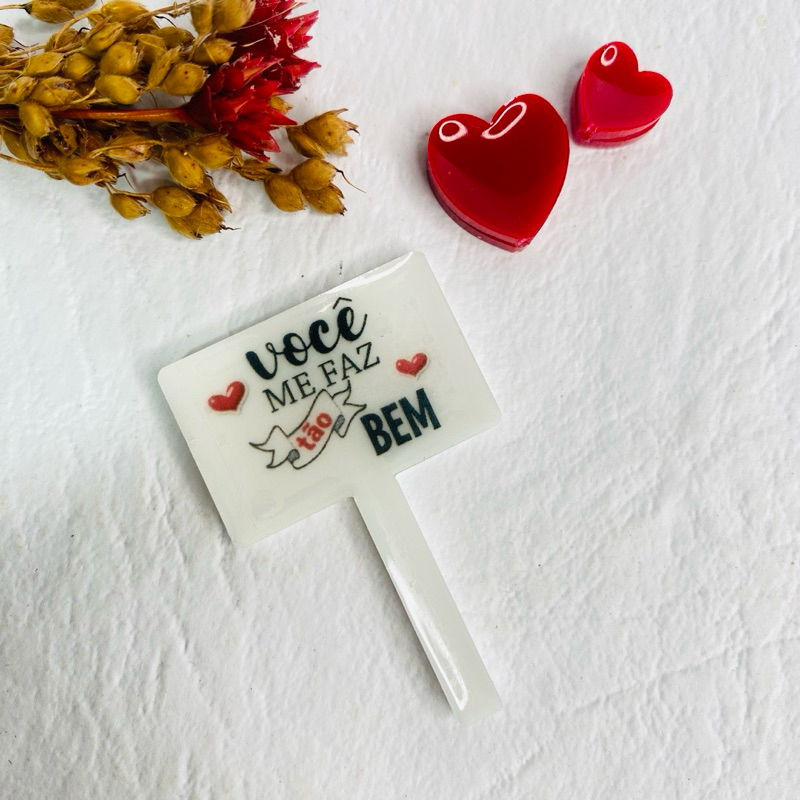 Kit com 15 plaquinhas de resina- Dia Dos NAMORADOS - Ideal para decoração  de Terrários/Mini Jardim/ Artesanato