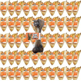 Kit 50 Mordedores Orelha Bovina Desidratada Para Cães Dipdog + BRINDE 1 FEMUR SUINO em Oferta na Shopee