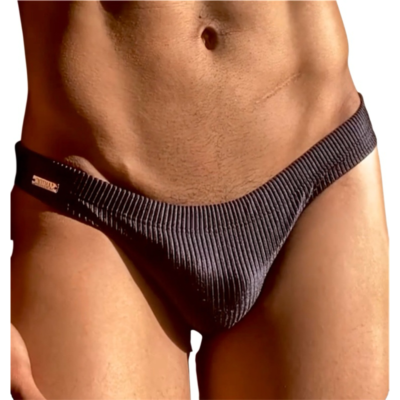 Sunga Ultra Slim Preta Canelada - Sunga Cavada Santtic