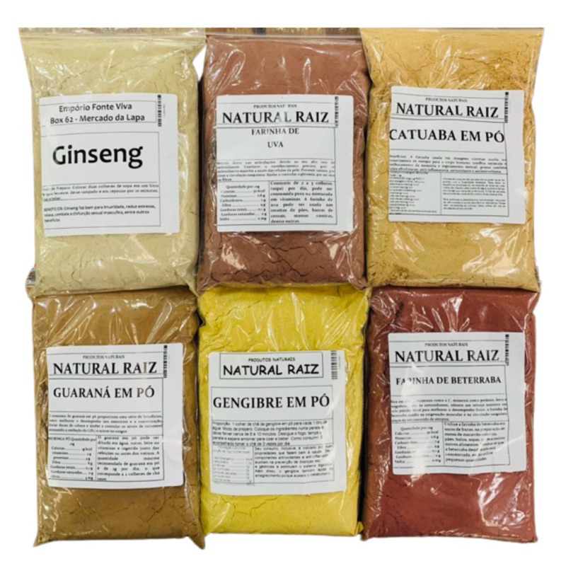 Kit Pré Treino Natural Ginseg + Uva + Catuaba + Guaraná + Gengibre + Beterraba em Oferta na Shopee