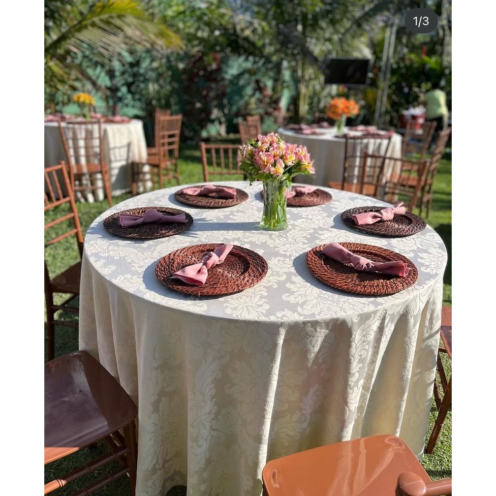 5 Toalhas Jacquard 2,80 Mts Redonda Para Festa Buffet Luxo Tecido Adamascado - Envio Rápido