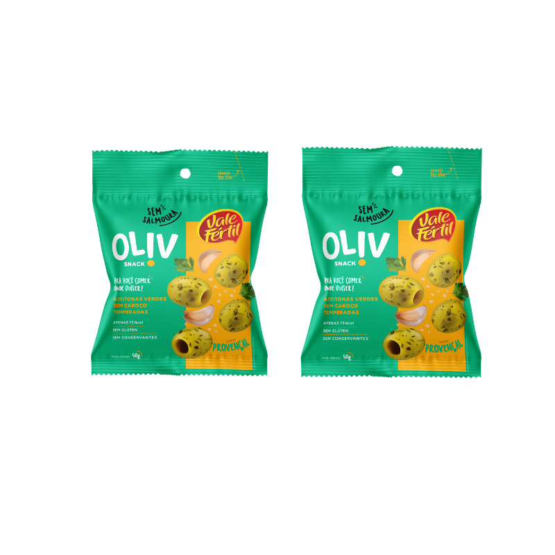 Kit 02 Vale Fértil Snack De Azeitona Verde Provençal Oliv 50G