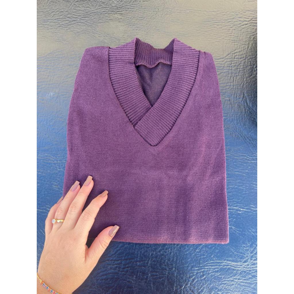 BLUSA BASICA DE TRICOT DECOTE V LISA ELASTANO SUETER