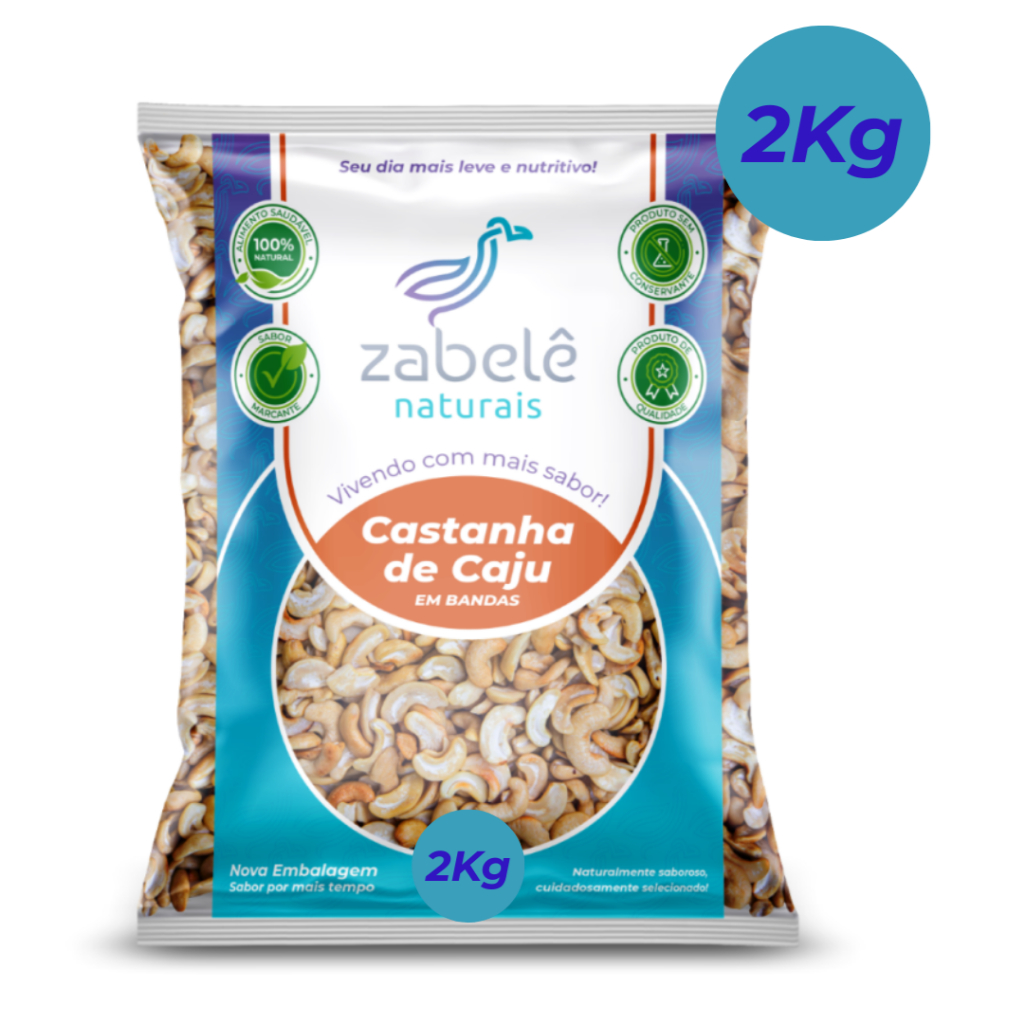 Castanha de Caju em Bandas 2kg - Zabelê em Oferta na Shopee