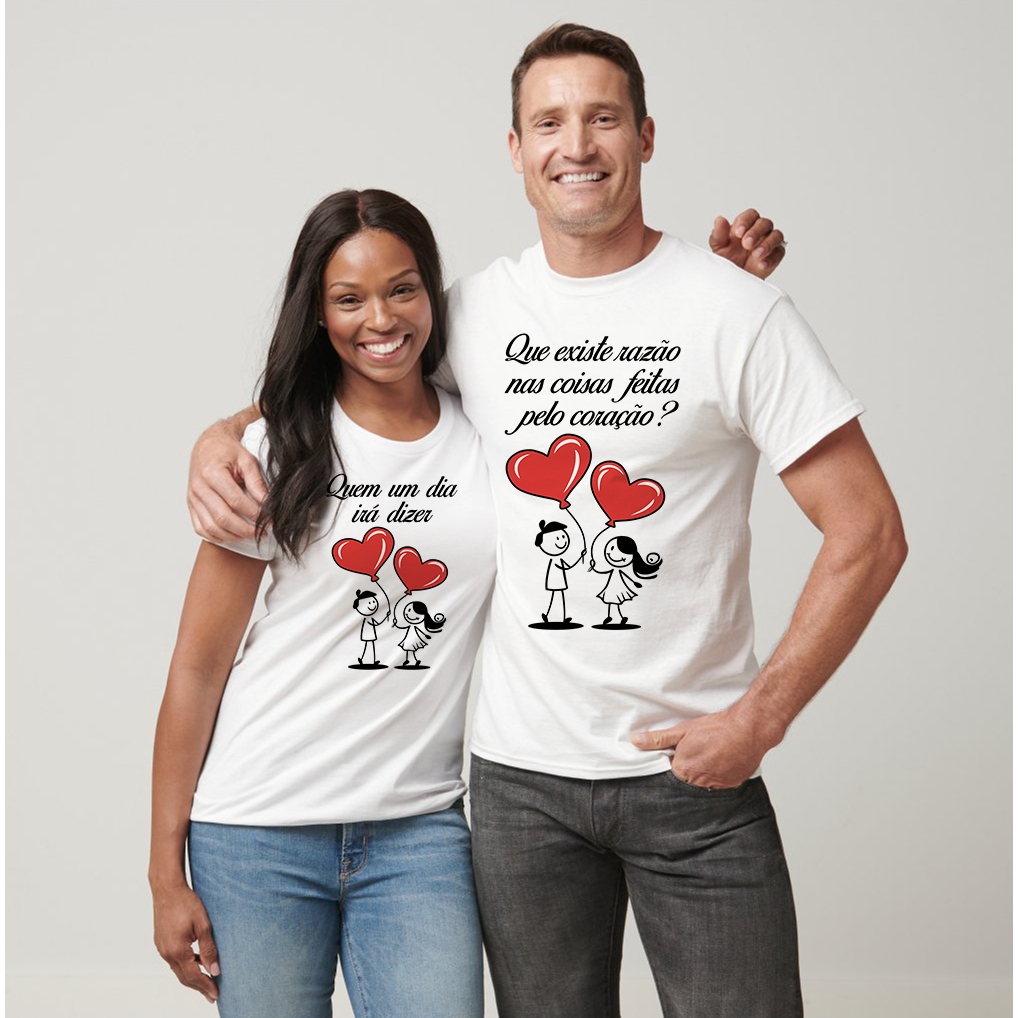 Camiseta Dia dos Namorados Casal com Frase Romântica Presente Perfeito para o Dia dos Namorados