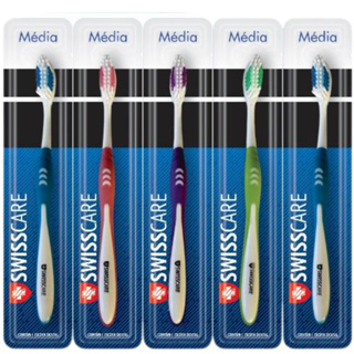 Escova Dentes Adulto “Média” Cerdas Macia com Limpador de Língua, Bochecha e Capa Protetora c/12 em Oferta na Shopee