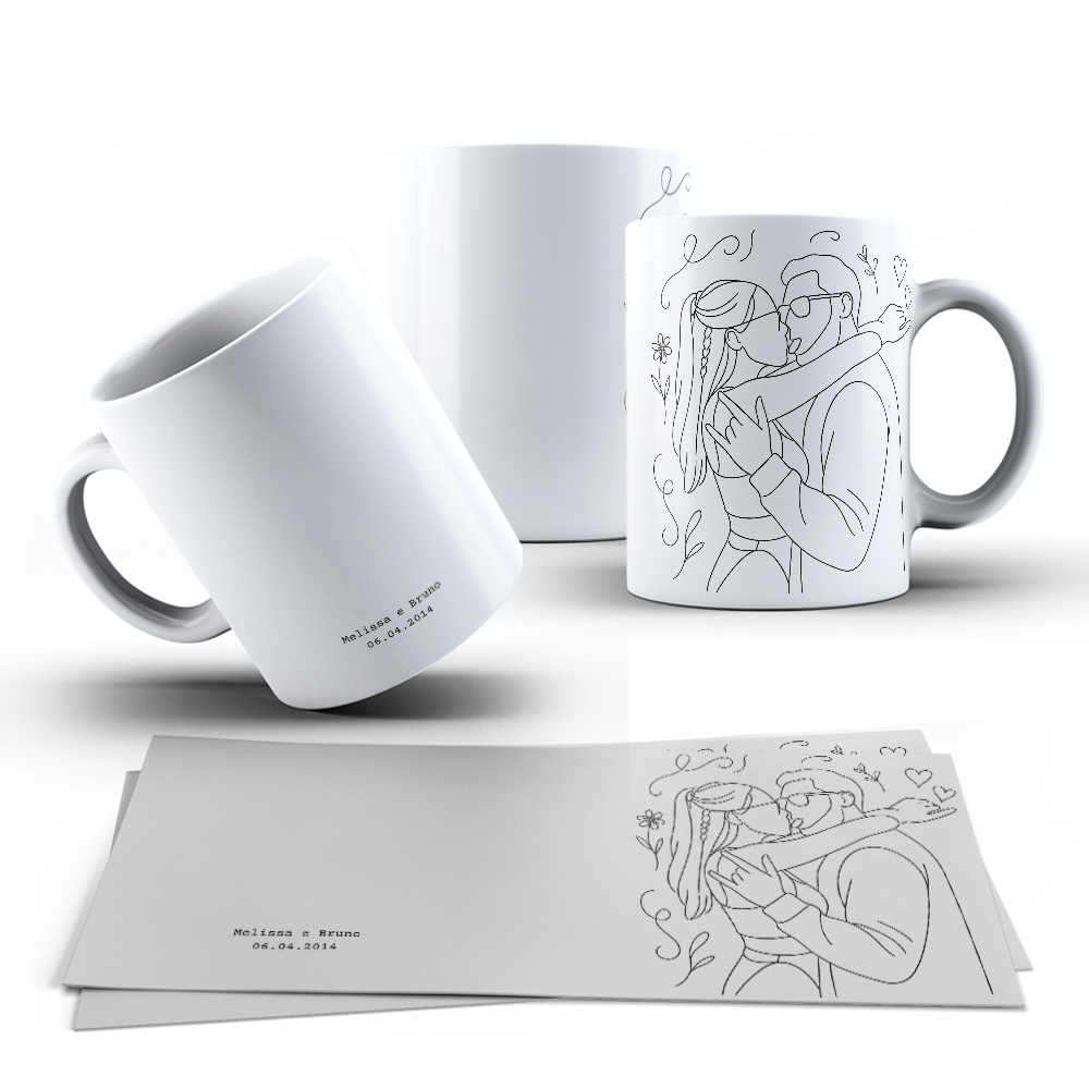 Caneca Personalizada Line Art - Dia dos Namorados em Oferta na Shopee